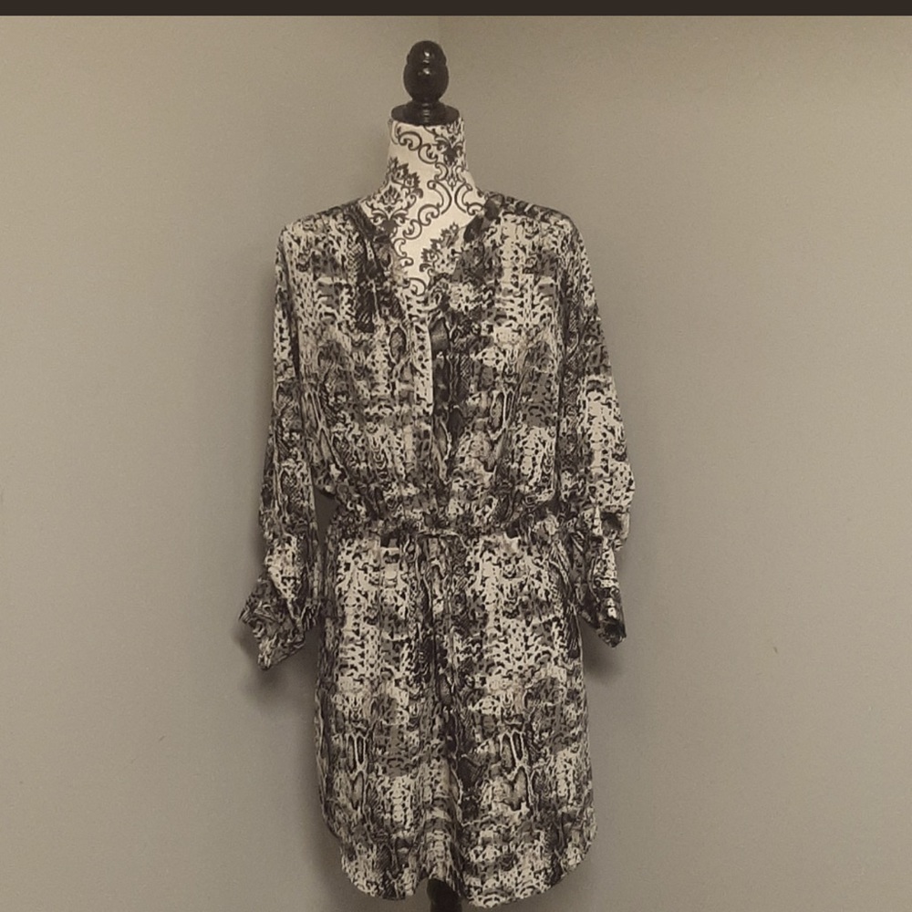 Apt.9 Black&White,Longsleeve,Midi,Polyester Dress